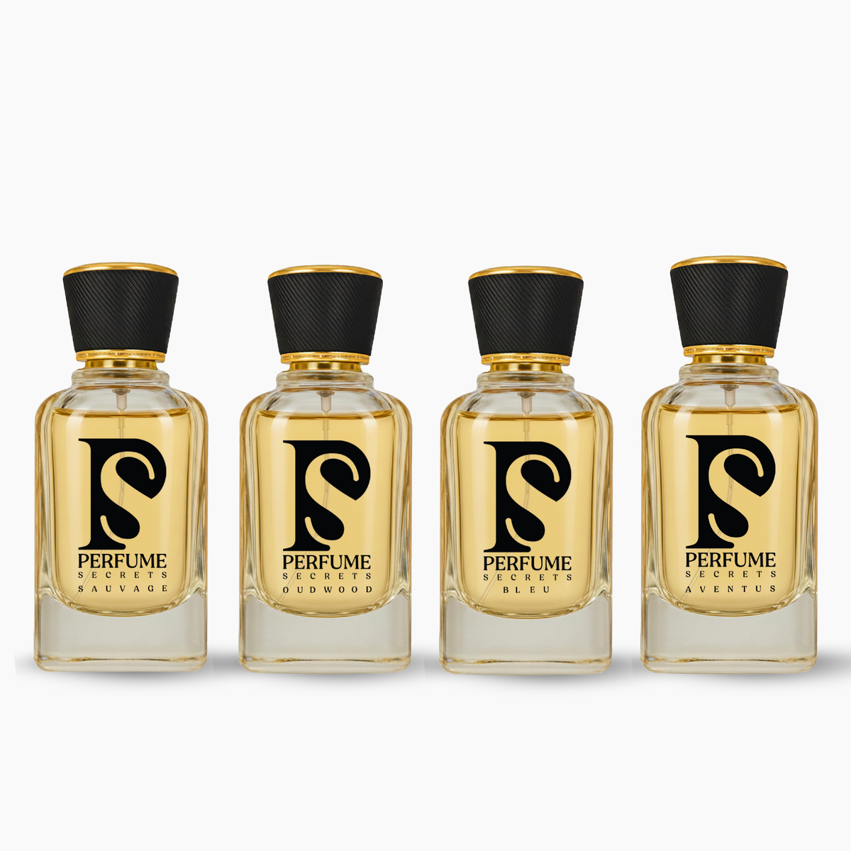 Perfume Secrets Secret Sauvage, Oudwood, Bleu & Aventus | Luxury Inspired Perfume Set of 4